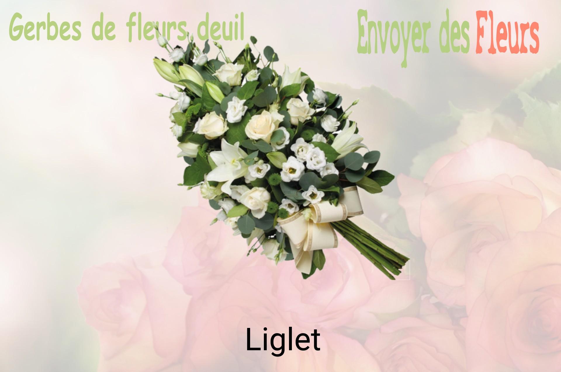 Gerbe de fleurs de deuil livrée à Liglet